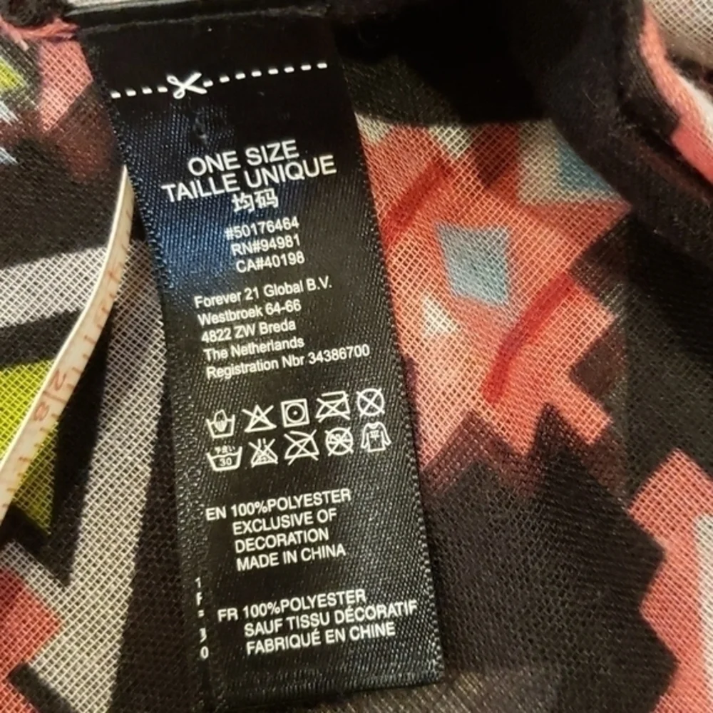 Aztec Scarf Long Black‎  Pink with Fringe Scarf